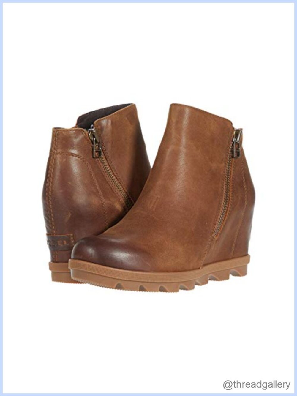 Waterproof Full-Grain Leather Ankle Booties with Side Zipper and Wedge Heel